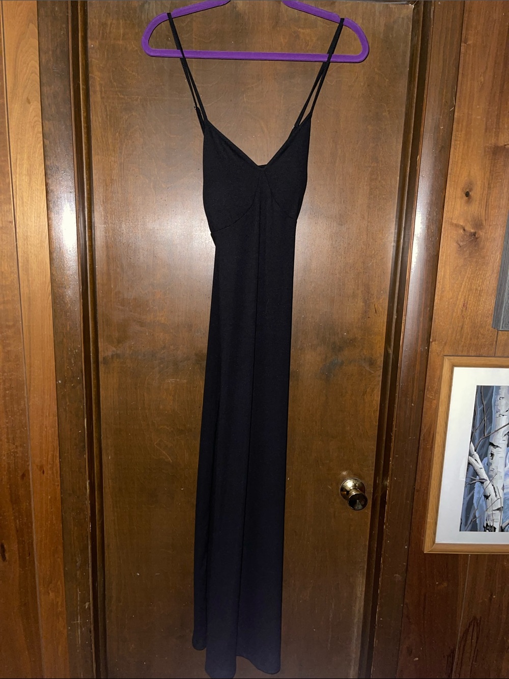 wild fable Black Maxi Slip Dress with V-Neckline and Thin Straps